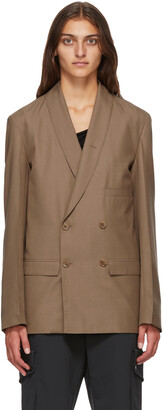 Lemaire Beige Wool Double-Breasted Belted Blazer - ShopStyle