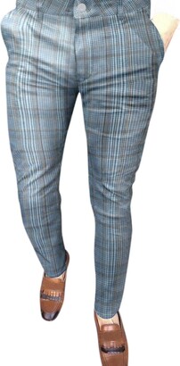 Cenlang Men's Fashion Stretch Dress Pants Chinos Pants Men Slim Fit  Plaid&Plain Men's Stretch Casual Business Pants - ShopStyle