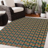 Thumbnail for your product : KAVKA DESIGNS Sopron Chevron Indoor/Outdoor Area Rug in Green/Blue/Yellow/Charcoal