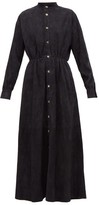 Thumbnail for your product : Holiday Boileau Texan Button-front Suede Shirtdress - Navy