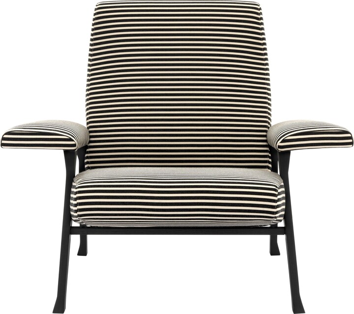 Arflex Hall Armchair Black & White Riga Fabric And Wenge Legs By Roberto Menghi