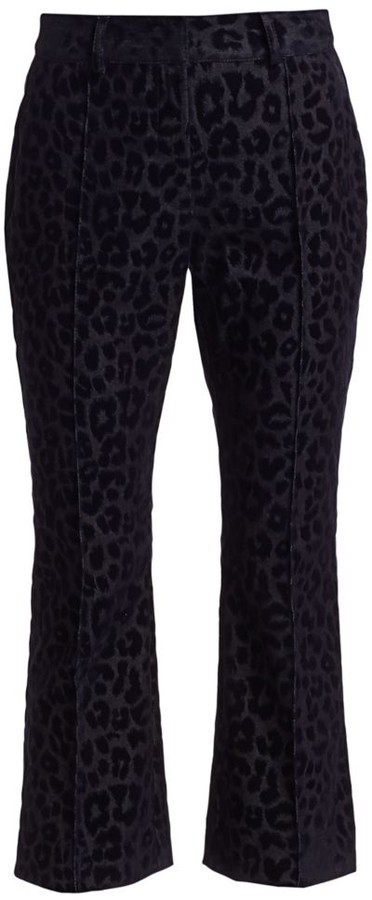 velvet leopard flare pants
