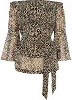 Thumbnail for your product : Karen Millen Off Shoulder Leopard Print Top - Leopard