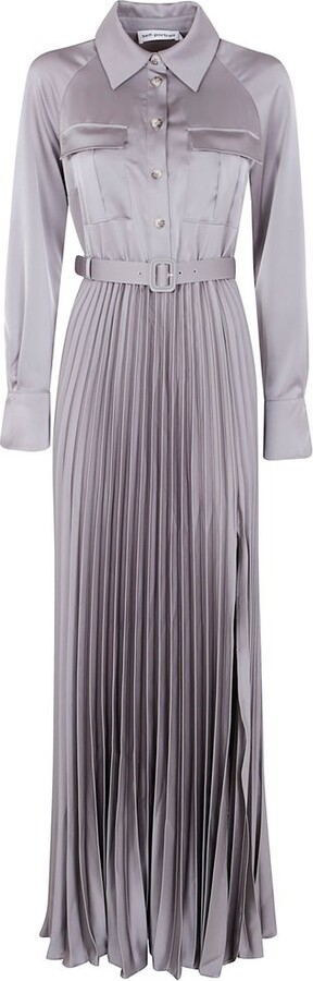 Self-Portrait Satin Pleated Maxi Dress