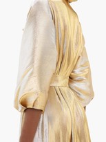 Thumbnail for your product : Temperley London Moon Garden Ruffled V-neck Lame Coat - Gold