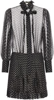 Thumbnail for your product : Saint Laurent Lurex Dot Silk Sheer Muslin Mini Dress