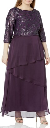 Brianna Women's Plus Size Embellished Sequin Gown with Tie