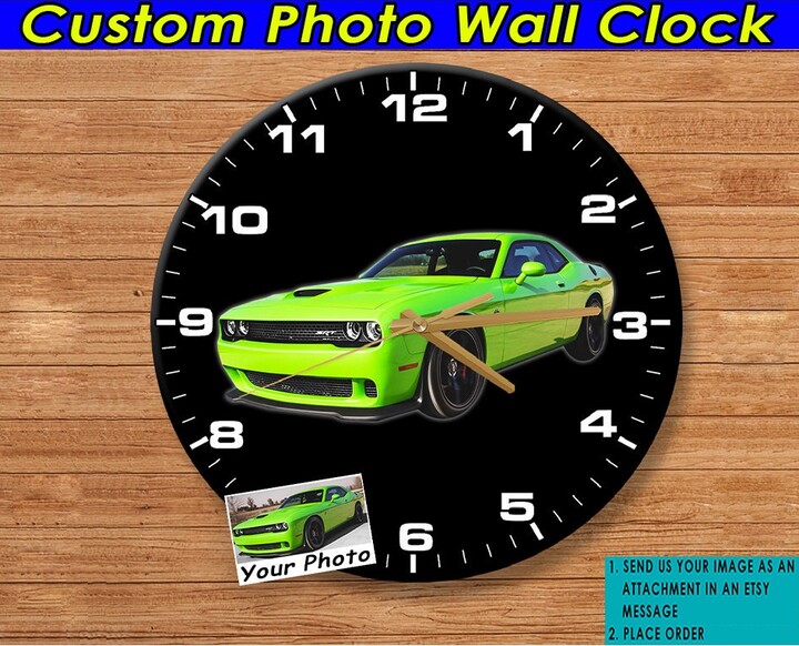 Muscle Car Personalized Wall Clock, Custom Photo Car, Unique Gifts For Guys, Hot Rod Owners, Lovers | Wall Clock1
