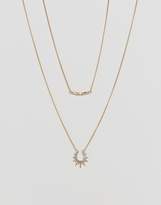 Thumbnail for your product : Pieces Double Chain Spiked Bar Necklace
