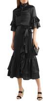 Thumbnail for your product : Co Ruffle-Trimmed Tiered Satin Midi Skirt
