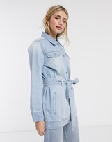 Thumbnail for your product : Brave Soul portland utility denim jacket with tie waist