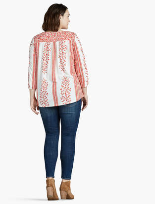 Lucky Brand FLORAL BORDER PEASANT TOP
