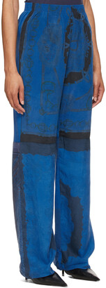 Marine Serre Blue Silk Scarves Loose Trousers