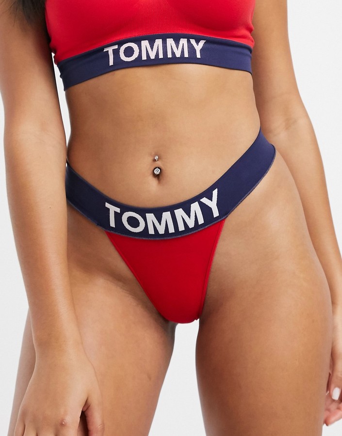 Tommy Hilfiger seamless thong in red - ShopStyle