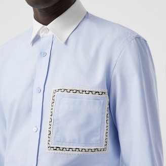 Burberry Classic Fit Lace Detail Cotton Oxford Shirt