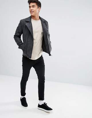 ONLY & SONS Faux Leather Biker Jacket