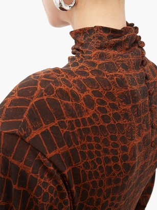 Proenza Schouler Crocodile-print Jersey Midi Dress - Black Brown