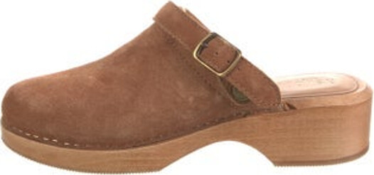 RE/DONE Suede Mules Neutrals Semi-Pointed Toes with Studded Accents Platform Buckle Closure At Uppers