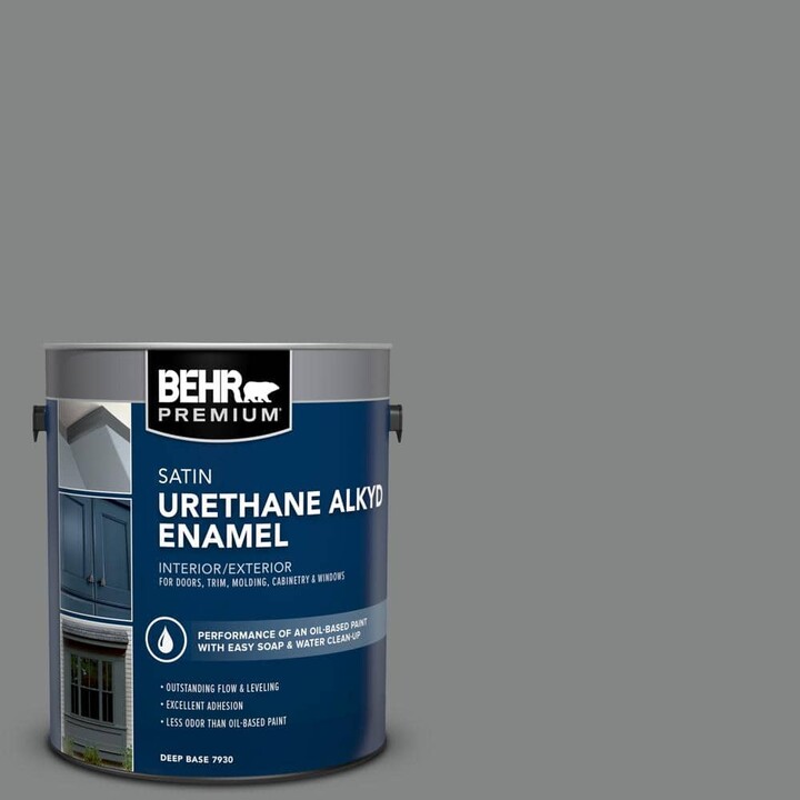 BEHR PREMIUM 1 gal. #6795 Slate Gray Urethane Alkyd Satin Enamel Interior/Exterior Paint