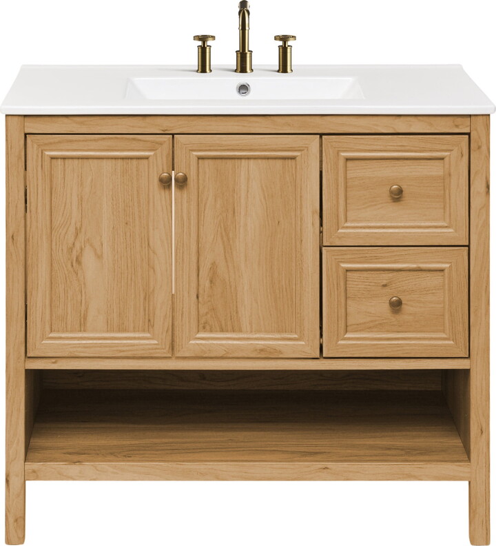 Chateau 36" Freestanding Bathroom Vanity in Golden Oak with 3-Hole Widespread Sink Top