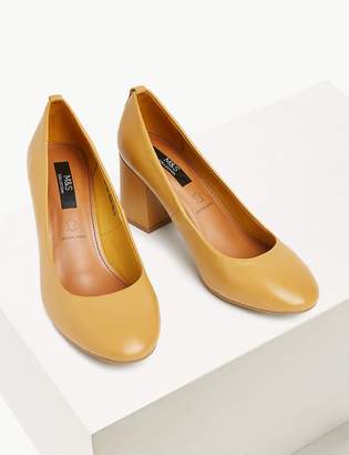 Marks and Spencer Leather Round Toe Court Shoes