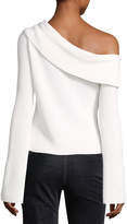 Thumbnail for your product : Theory One-Shoulder Fold-Over Long-Sleeve Ribbed Sweater