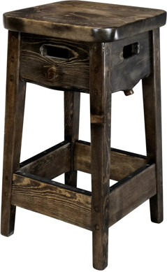 Loon Peak Kishea Collection Backless Barstool, 30 Inch Seat Height, Jacobean Stain and Clear Lacquer Finish
