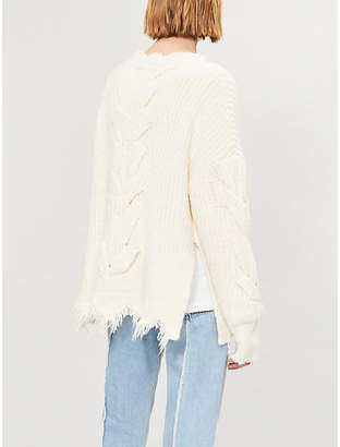 Wildfox Couture Logan distressed knitted cotton-blend jumper