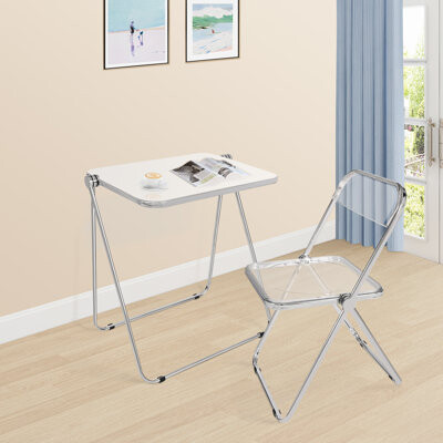 SIMPOL HOME Folding Table Folding Chair Set, Foldable Table Foldable Clear Chair