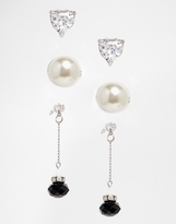 Thumbnail for your product : Lipsy Facet & Rondell Drop Trio Earring Set