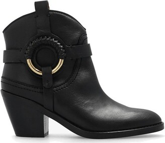 See by Chloe Pointed Toe Braided-Ring Ankle Boots