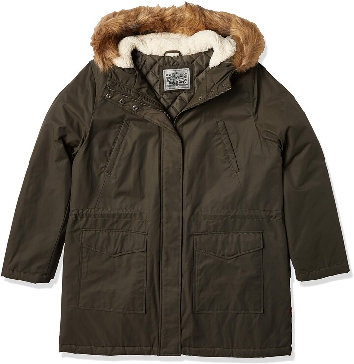 levi's women's faux fur lined hooded parka jacket
