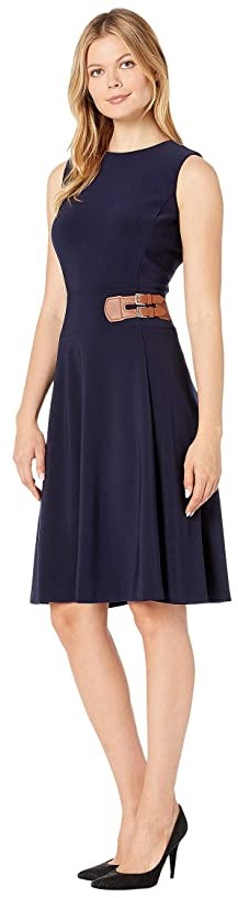 Blue Jeweled Neckline Day Dresses - ShopStyle