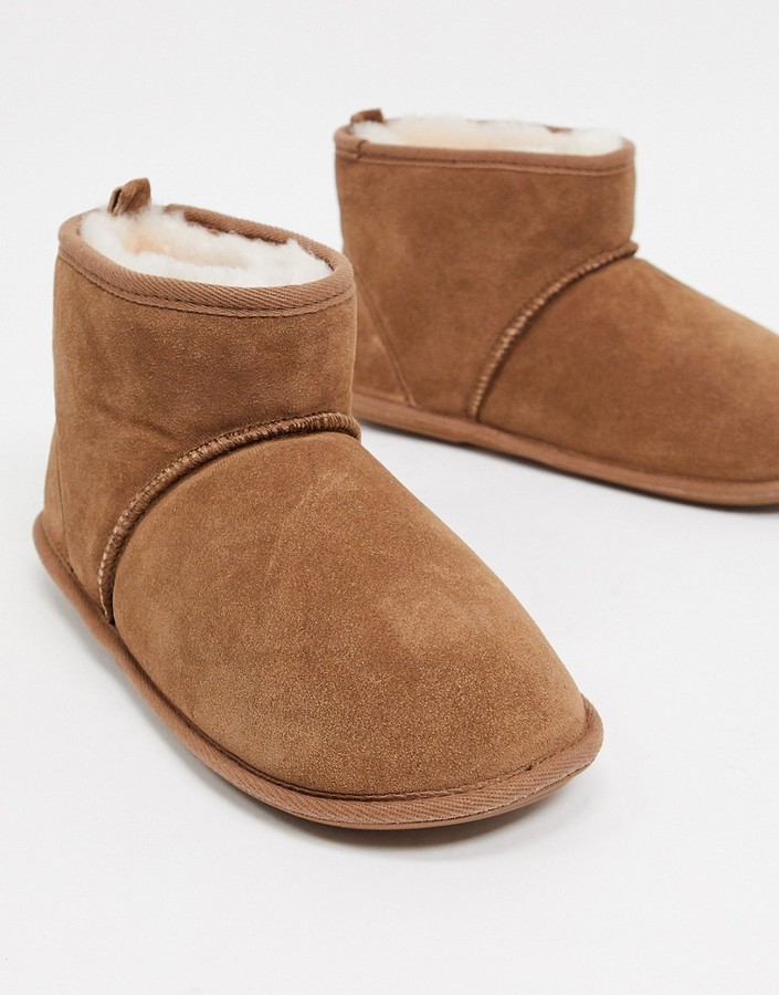Sheepskin by Totes suede slipper boots in chestnut - ShopStyle