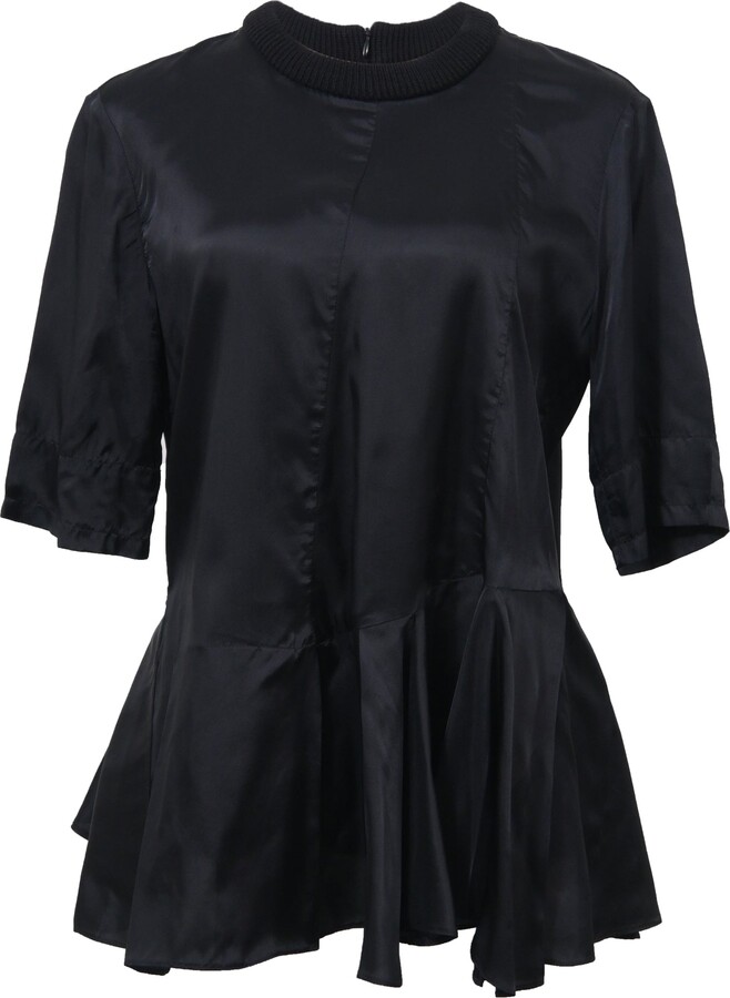 Marni Peplum Blouse in Black Nylon