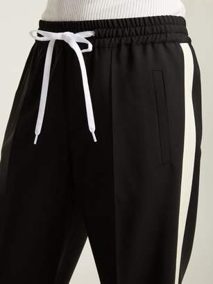 Miu Miu Side Stripe Wool And Mohair Blend Track Pants - Womens - Black