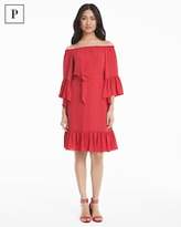 Thumbnail for your product : White House Black Market Petite Coral Off-the-Shoulder Flounce Dress