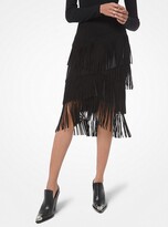 Thumbnail for your product : Michael Kors Suede Tiered Fringe Skirt