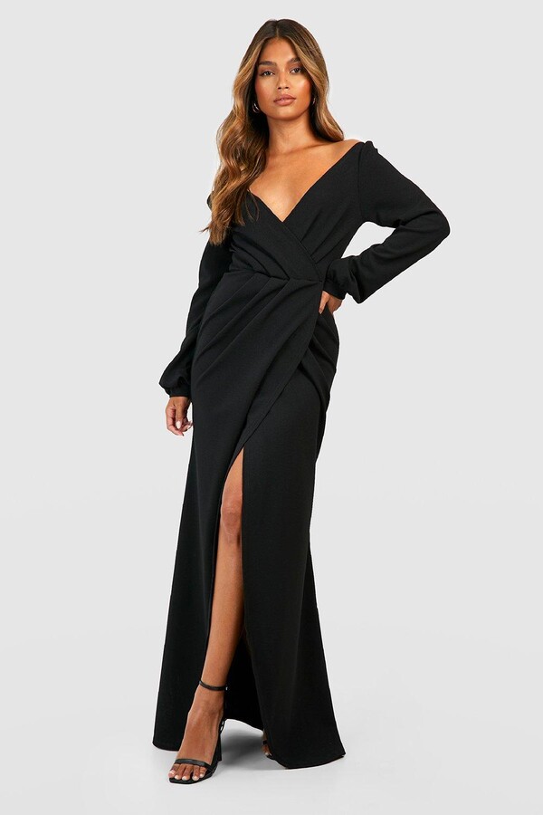 boohoo Off The Shoulder Wrap Maxi Dress ShopStyle