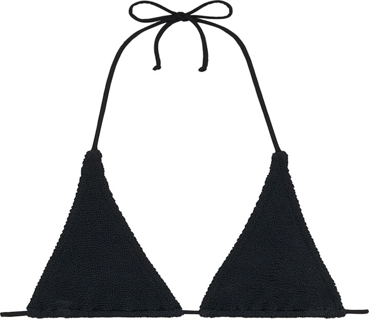 MC2 Saint Barth Woman Black Crinkle Triangle Top Guiana