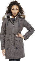 Thumbnail for your product : Shelli Segal BY Grey Faux Fur Trim Hooded Coat