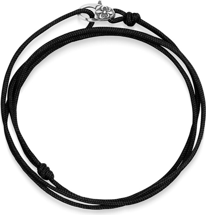 Nialaya Black Wrap-Around String Bracelet With Sterling Silver Lock
