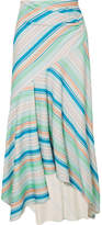 Thumbnail for your product : Peter Pilotto Striped Jersey Wrap-effect Skirt - Mint