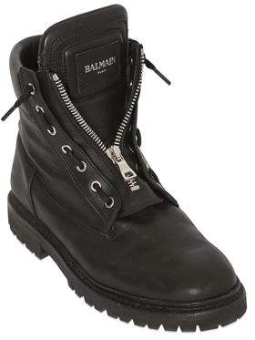 Balmain Zip-Up Leather Combat Boots