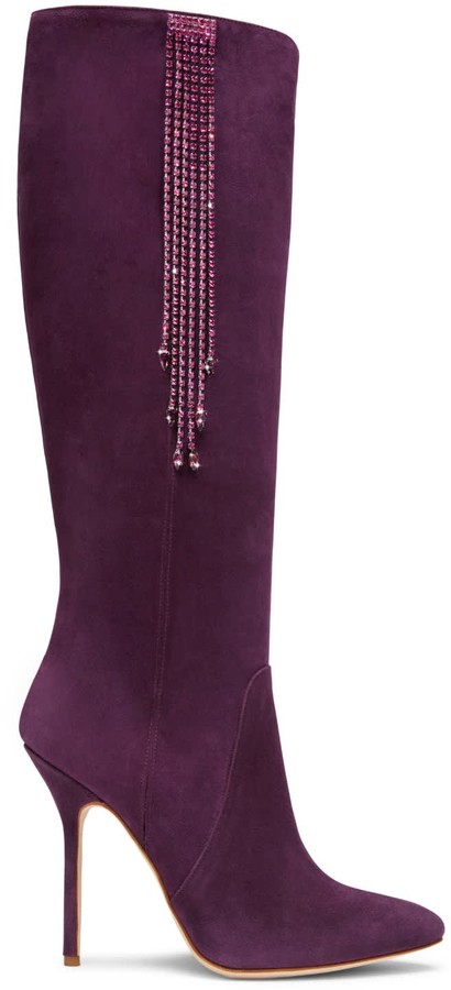 Purple Suede High Heel Boots - ShopStyle