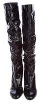 Thumbnail for your product : Christian Dior Cannage Patent Leather Knee-High Boots