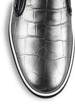 Thumbnail for your product : Jimmy Choo Grove Croc-Embossed Leather Slip-On Sneakers