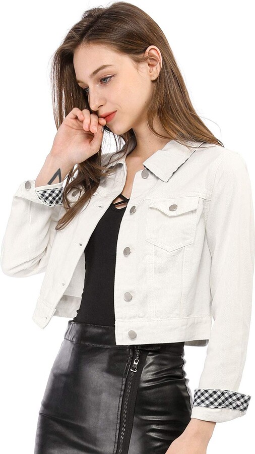 denim jacket with white sleeves