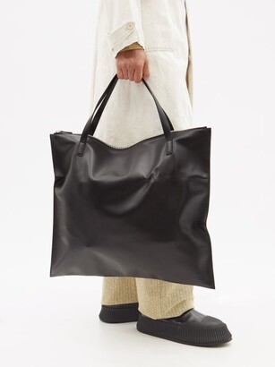 Jil Sander Zipped Leather Tote Bag - Black