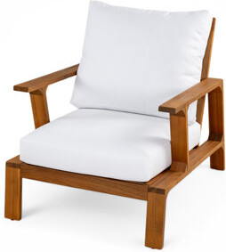 East Urban Home Durable Teak Wood Accent Chair Modern Design For Patios Outdoor Lounging
